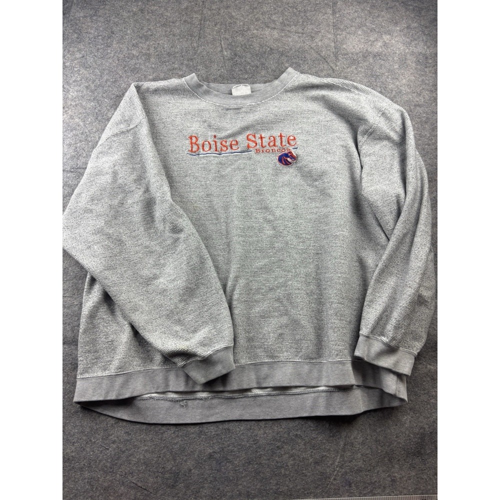 Red Oak Boise State Broncos Sweatshirt Mens 3XL Gray Embroidered Crew Neck